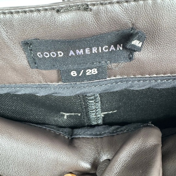 Good American Women's Faux Leather Mini Skirt In Brown Size 6/28 - Picture 10 of 12